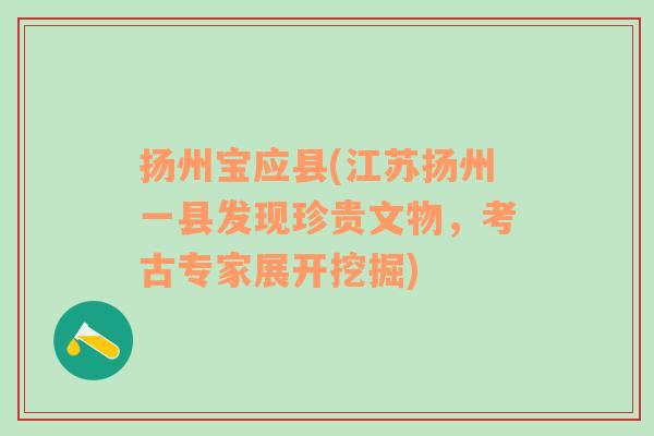 揚州寶應(yīng)縣(江蘇揚州一縣發(fā)現(xiàn)珍貴文物，考古專家展開挖掘)