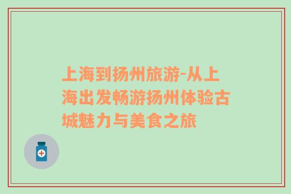 上海到揚州旅游-從上海出發(fā)暢游揚州體驗古城魅力與美食之旅