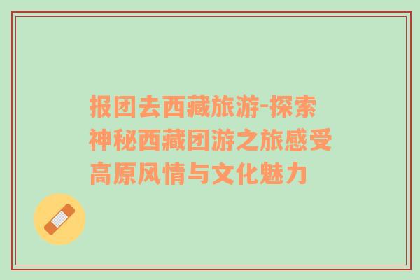 報(bào)團(tuán)去西藏旅游-探索神秘西藏團(tuán)游之旅感受高原風(fēng)情與文化魅力