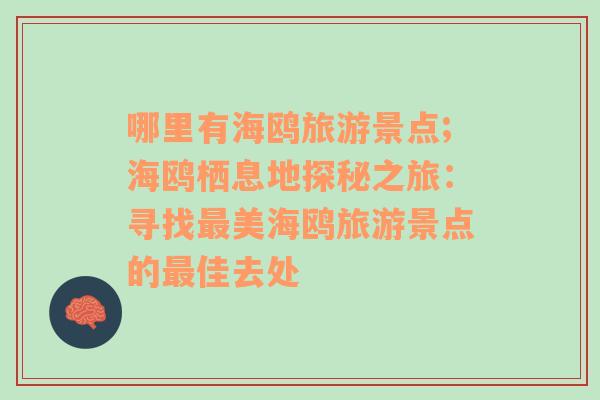 哪里有海鷗旅游景點(diǎn);海鷗棲息地探秘之旅：尋找最美海鷗旅游景點(diǎn)的最佳去處
