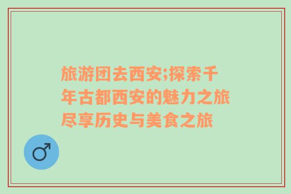旅游團去西安;探索千年古都西安的魅力之旅盡享歷史與美食之旅